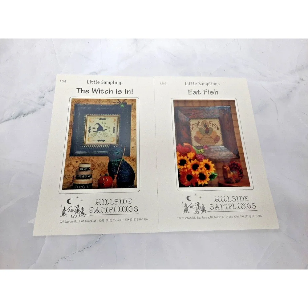 2000 Hillside Samplings Cross Stitch Patterns Set of 2 Halloween Thanksgiving